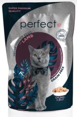 Perfect Premium Tahılsız Kuzu Etli Pouch Yaş Mama 85 gr (%100 Et)