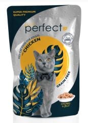 Perfect Premium Tahılsız Tavuk Etli Pouch Yaş Mama 85 gr (%100 Et)