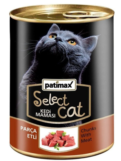 Patimax Sığır Etli Kedi Maması Konservesi 400 gr. (Parça Etli, İtalyan Menşeili)