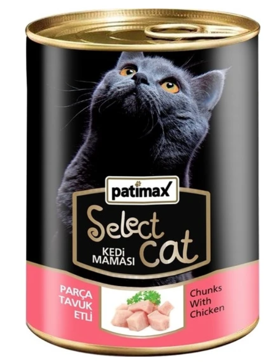 Patimax Tavuk Etli Kedi Maması Konservesi 400 gr. (Parça Etli, İtalyan Menşeili)